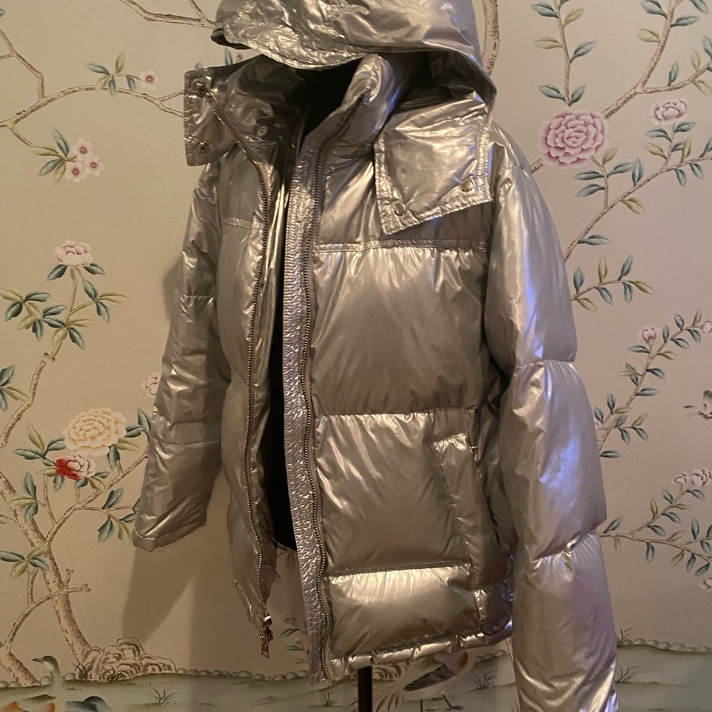 Kendall and Kylie metallic silver bubble jacket